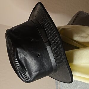 Vintage Henshel Black Leather Fedora  Hat